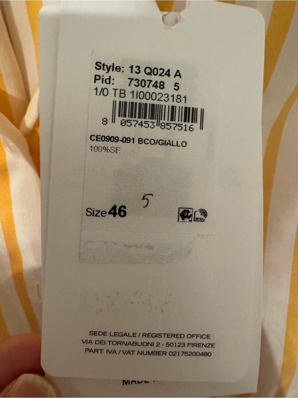 FERRAGAMO Striped Shirt Dress In White + Yellow Silk, $1375, New With Tags - Picture 6 of 6